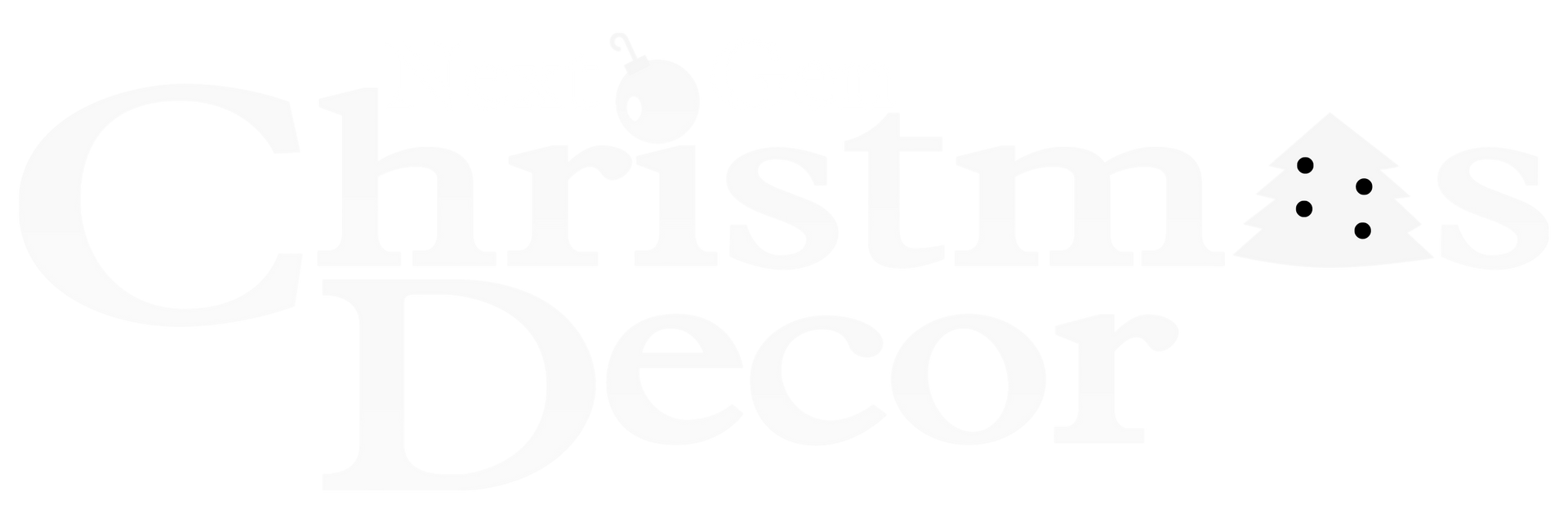 Christmas Decor logo. White text with four black dots forming a Christmas tree.