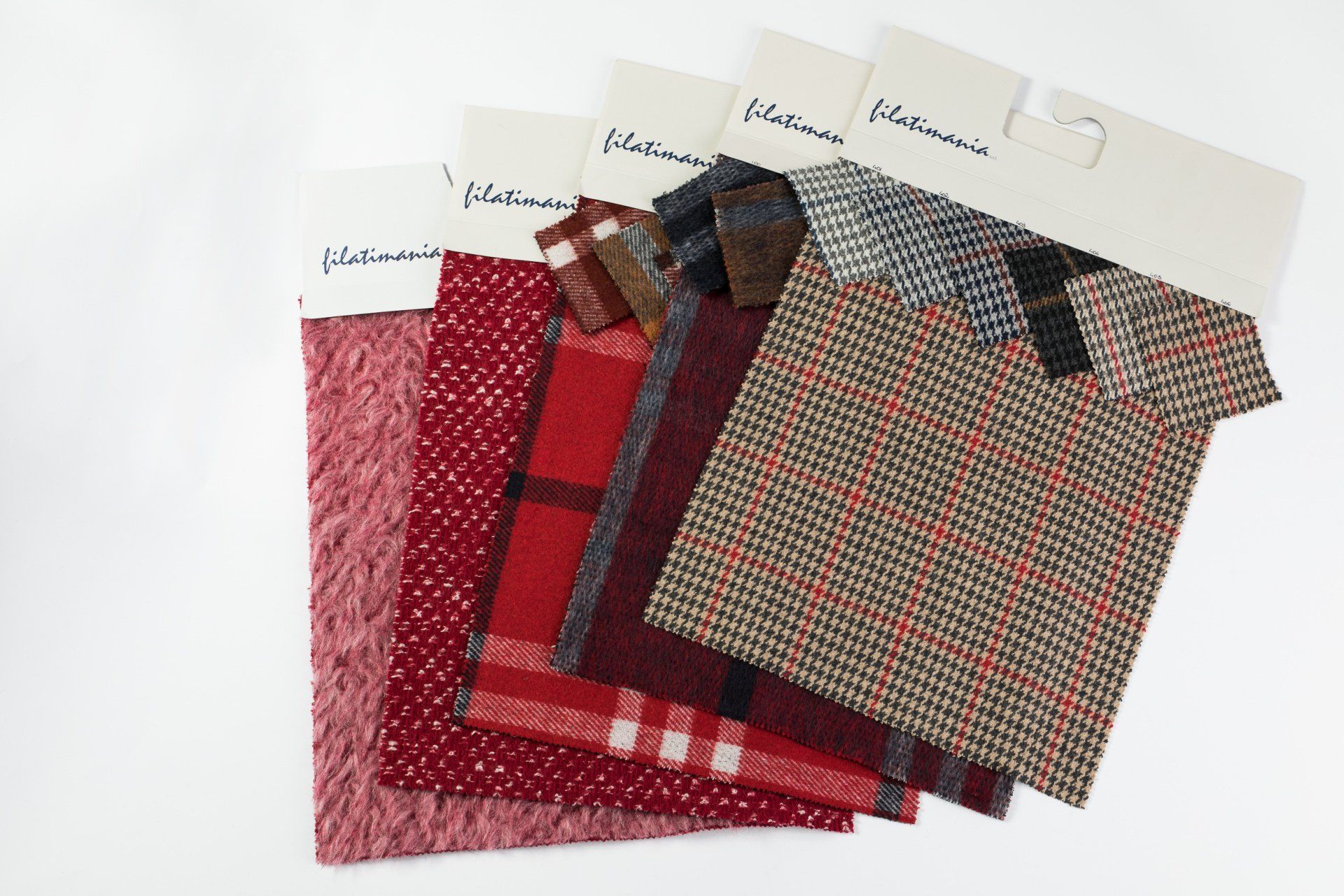 Our textiles,  fabrics in wool, polyester, winter pattern, coats.