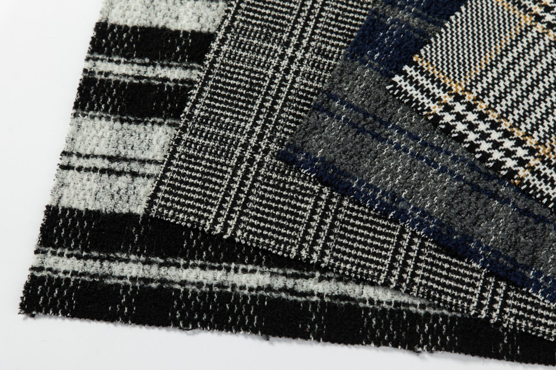 Our textiles,  fabrics in wool, polyester, winter pattern, coats.