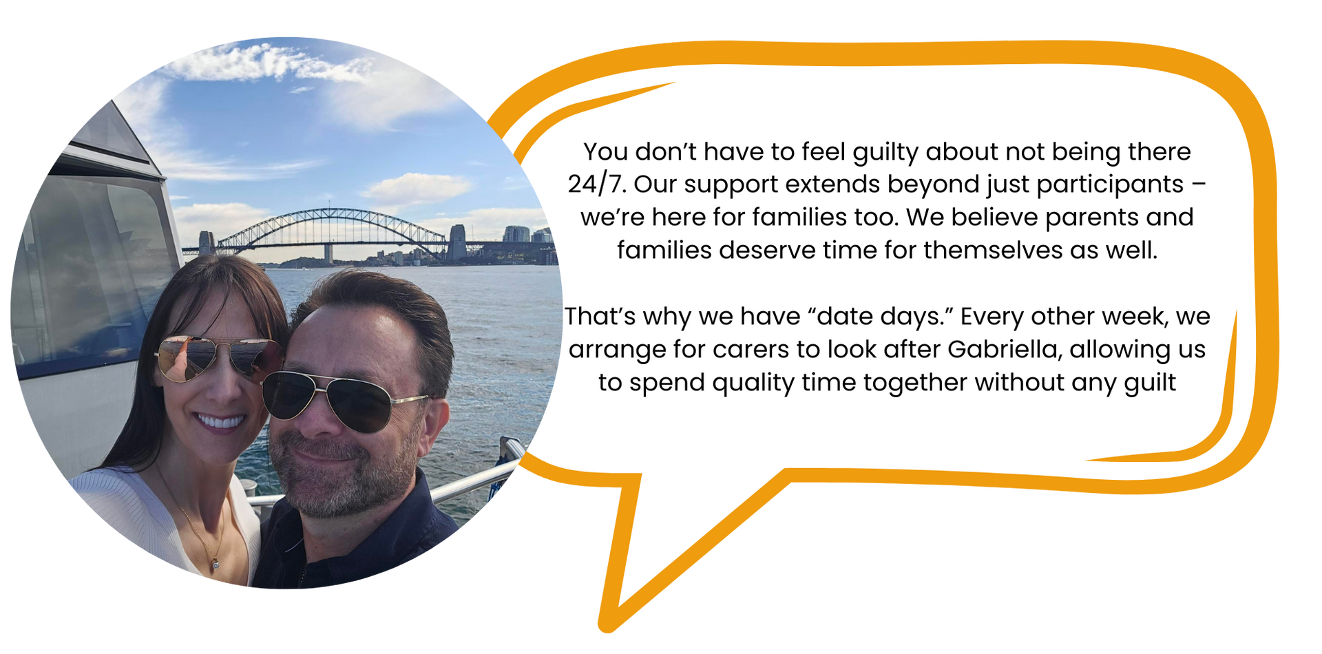 A couple in front of harbour bridge
