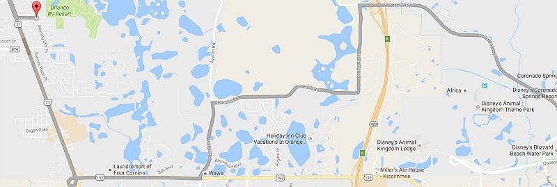 Route from TT Orlando to Disney World