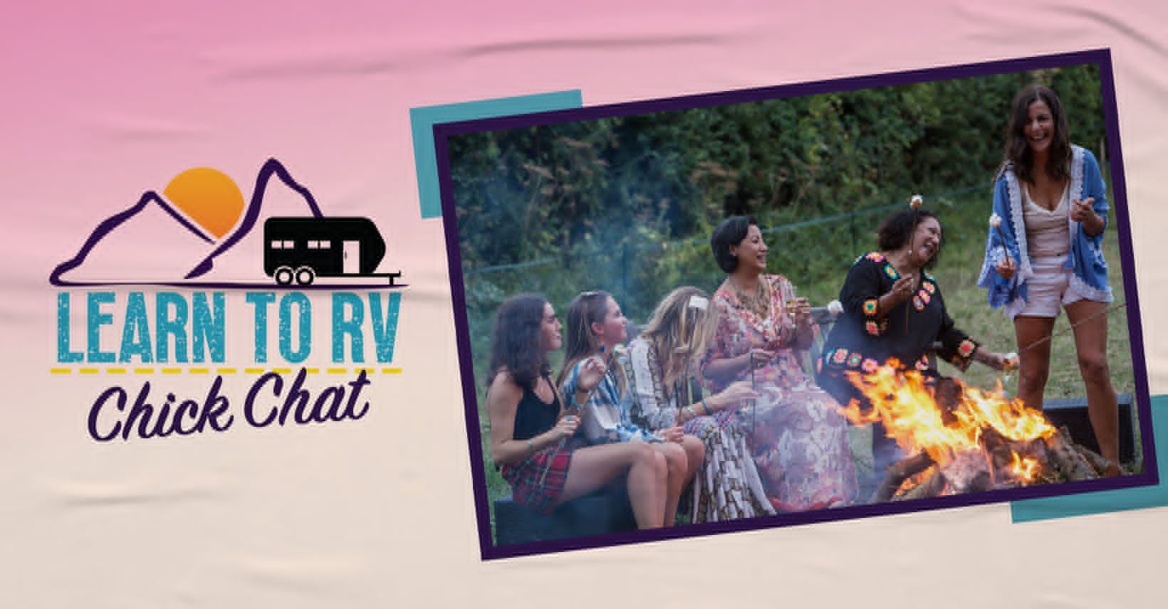 A group of women are sitting around a campfire.