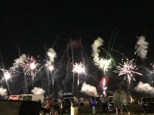 Dark sky with fireworks