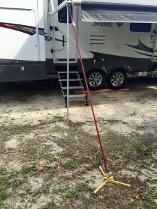 Power awning support pole