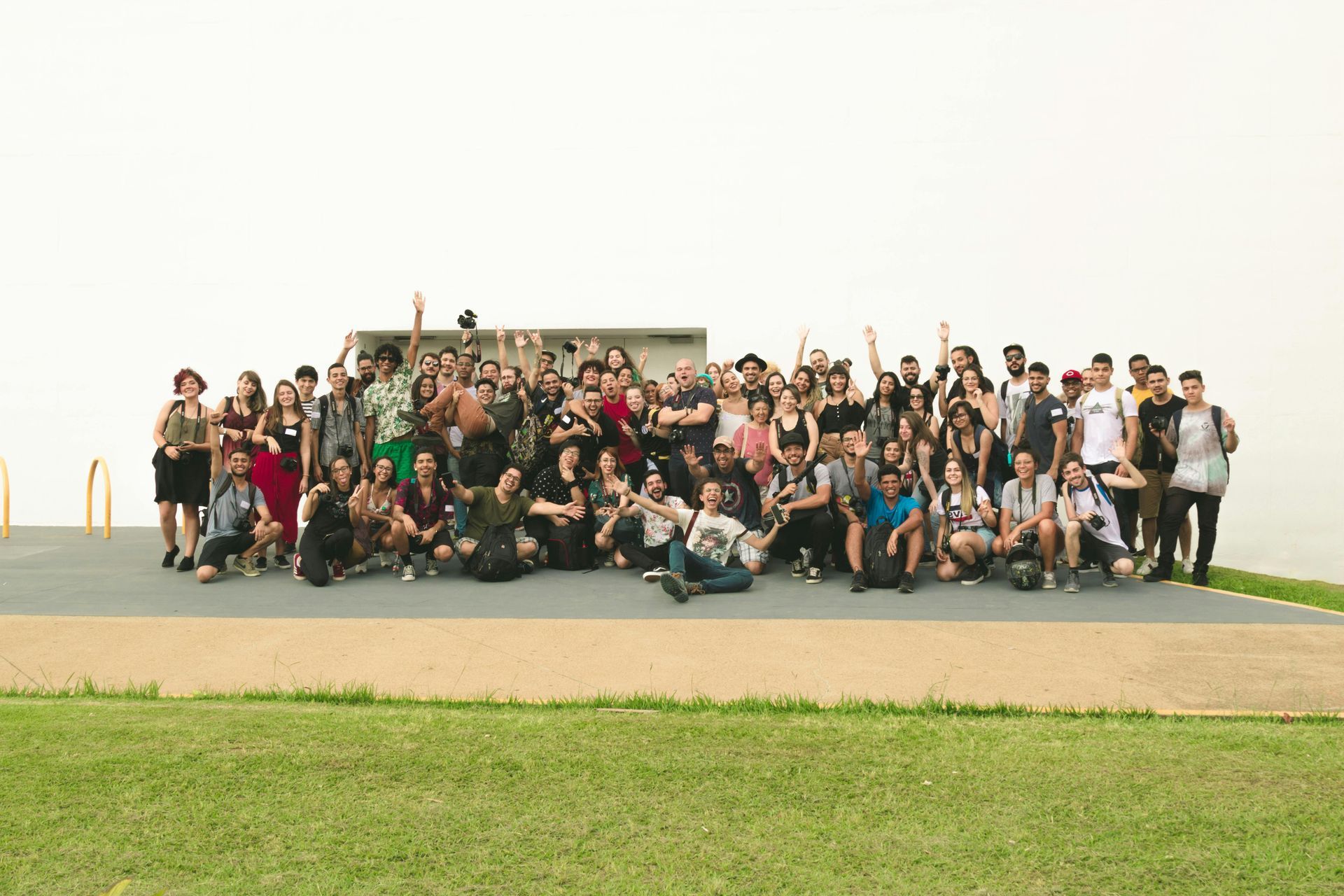 A large group of people are posing for a picture.