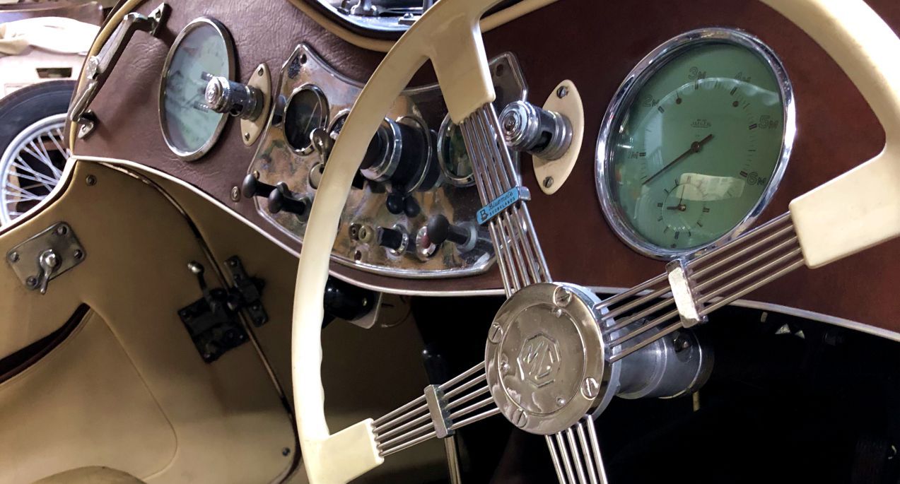 Riley Kestrel interior after restoration at Long Mountain Classics in Mid Wales