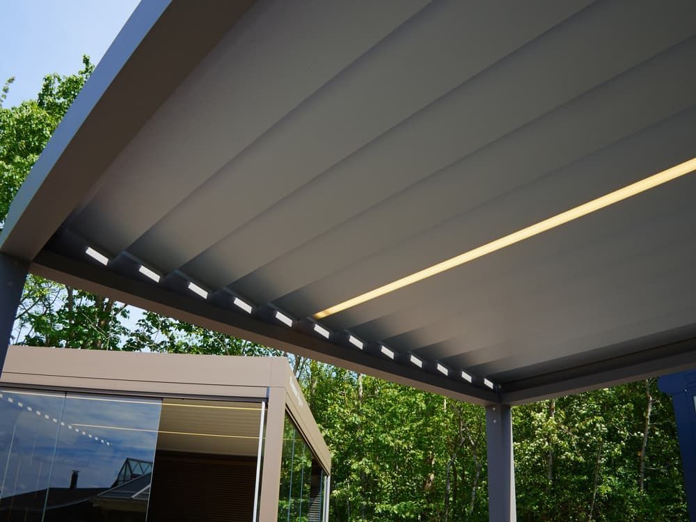 A Close Up Of A Pergola With Lights On It  — More Than Garages Pty Ltd–Ranbuild Tamworth in Taminda, NSW