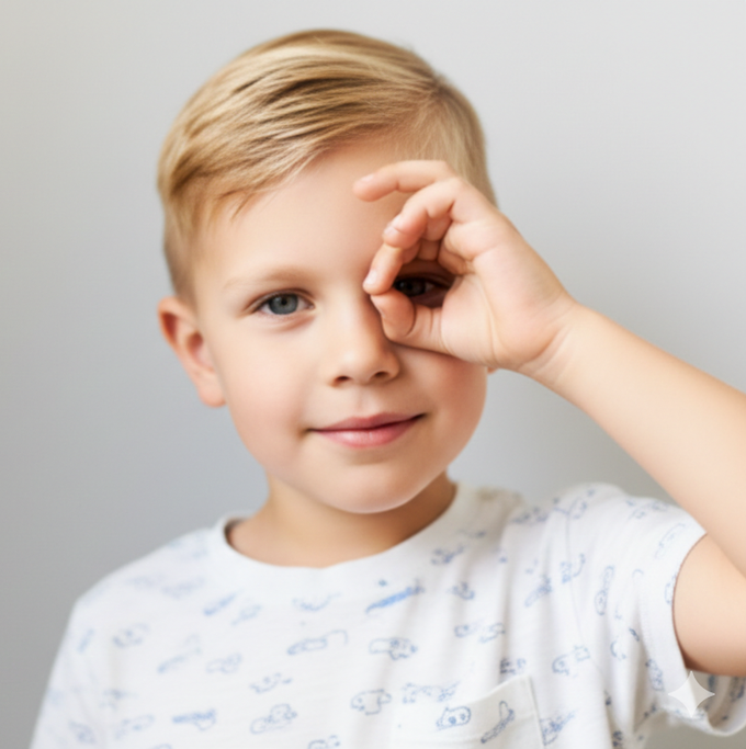 Due persone con gli occhiali si guardano. Un uomo tiene gli occhiali da sole vicino al viso, sorridendo. Logo PLUS verde.