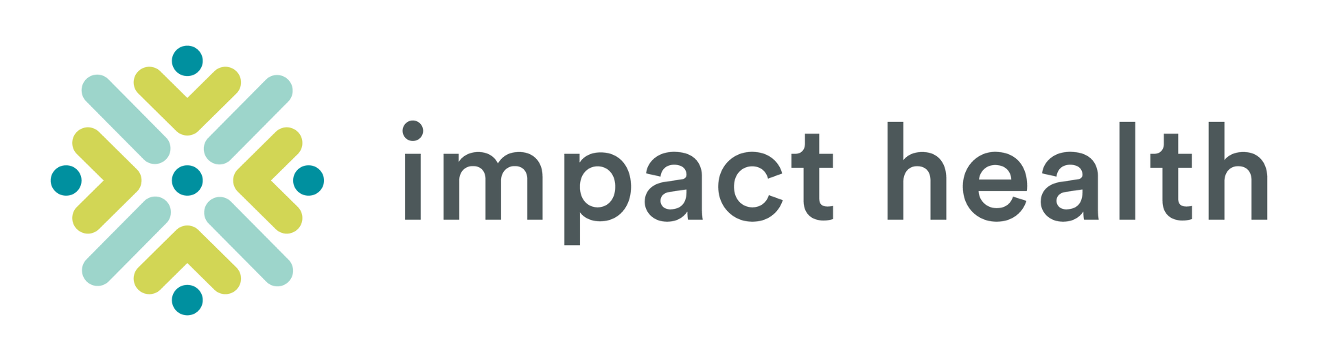 The logo for impact health is a snowflake with arrows pointing in opposite directions.