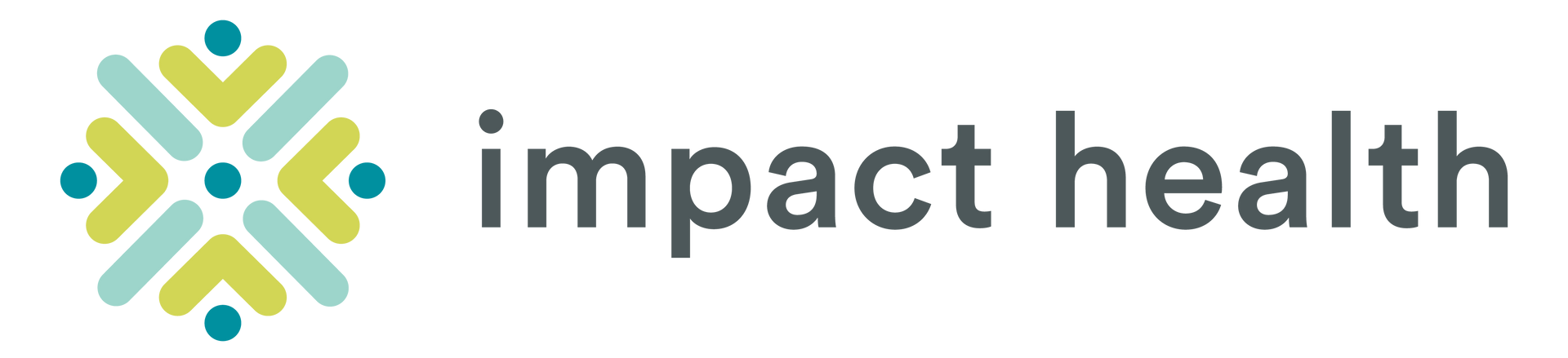 The logo for impact health is a snowflake with arrows pointing in opposite directions.