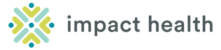 The logo for impact health is a snowflake with arrows pointing in opposite directions.