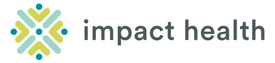 The logo for impact health is a snowflake with arrows pointing in opposite directions.