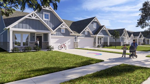 Westhaven Home Rendering - Driveway with Family walking