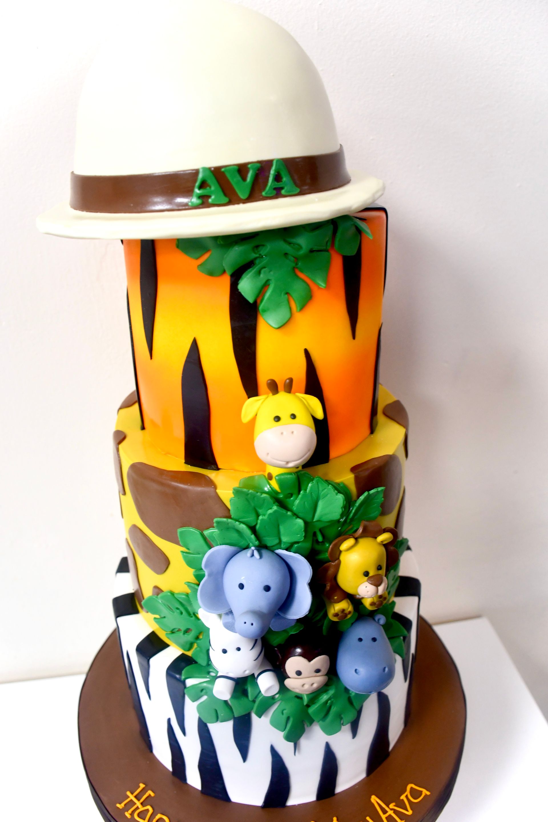 A cake with the name ava on it