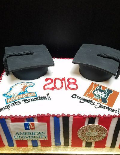 A cake that says congrats brandon on it
