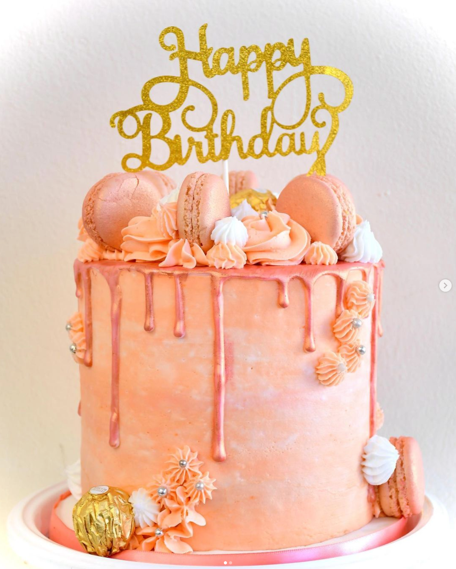 A birthday cake with a happy birthday topper on top of it.