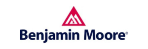 A benjamin moore logo with a red triangle on a white background