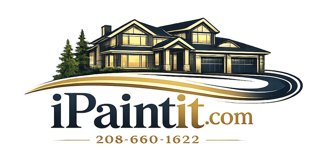 Blue and yellow paint splatters with a paintbrush, the website 