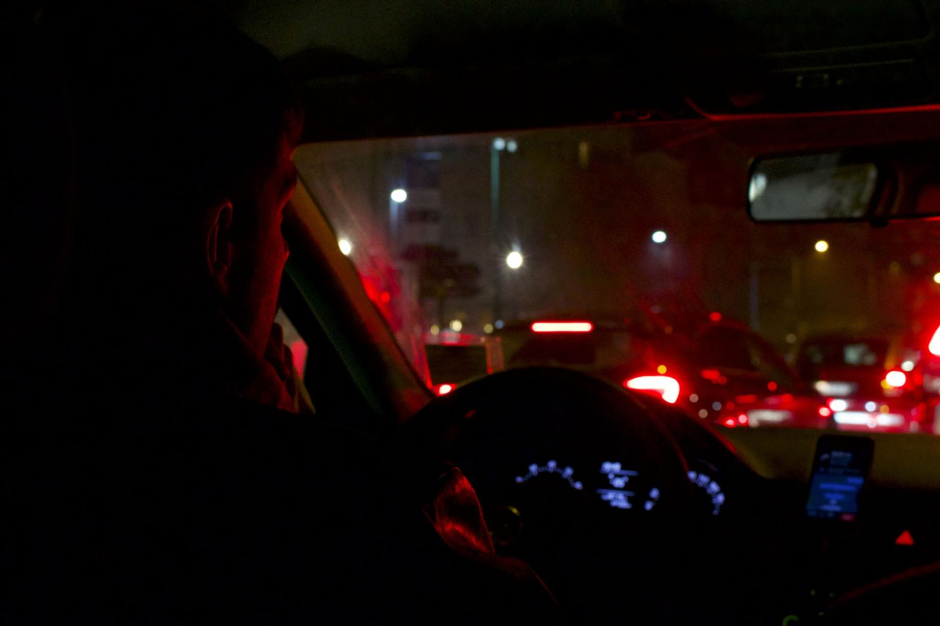 car with light window tint at night