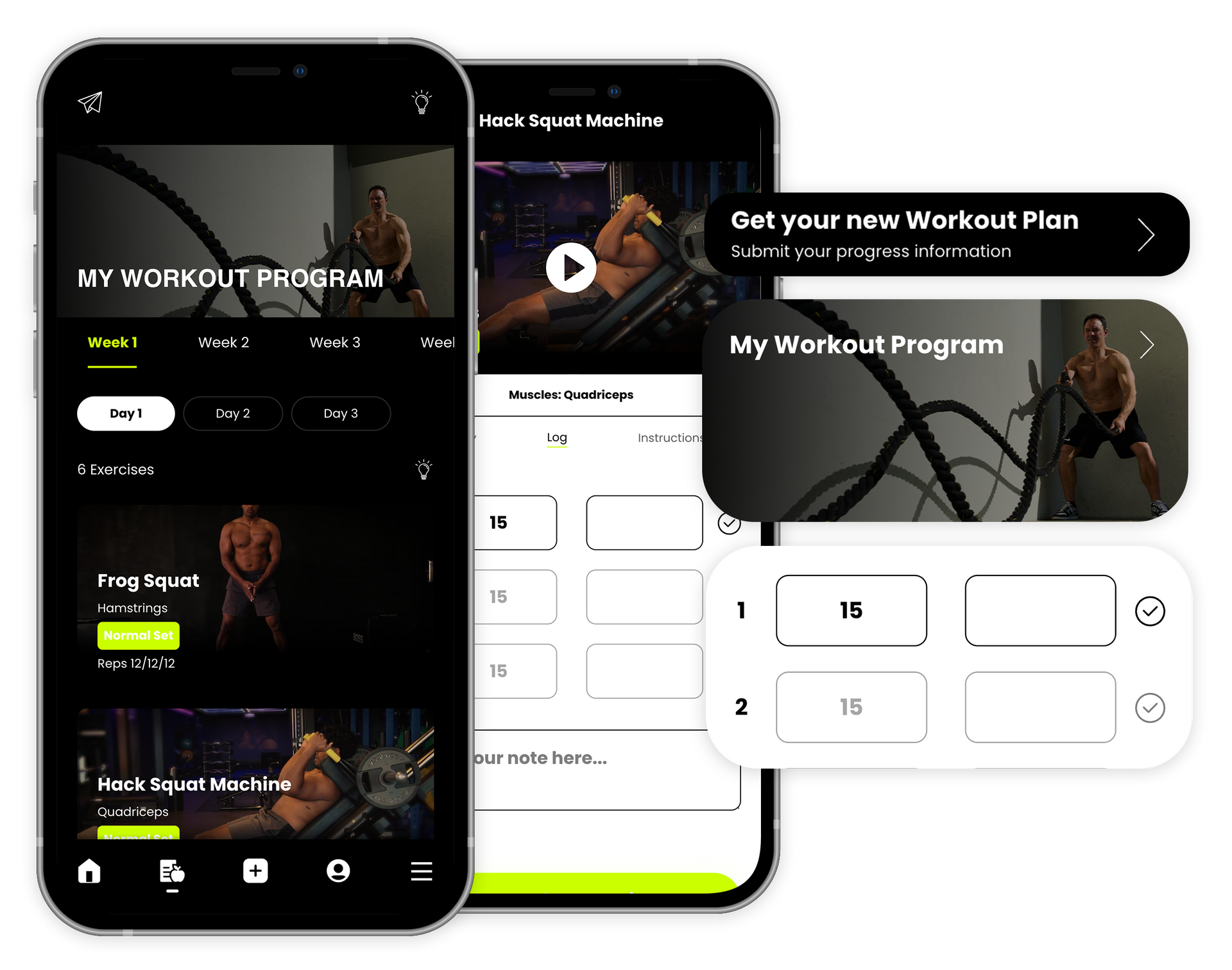 A screenshot of a workout program on a cell phone.