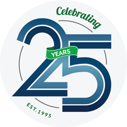 a logo for a company celebrating 25 years