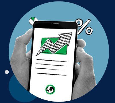 cell phone screen with upward arrow