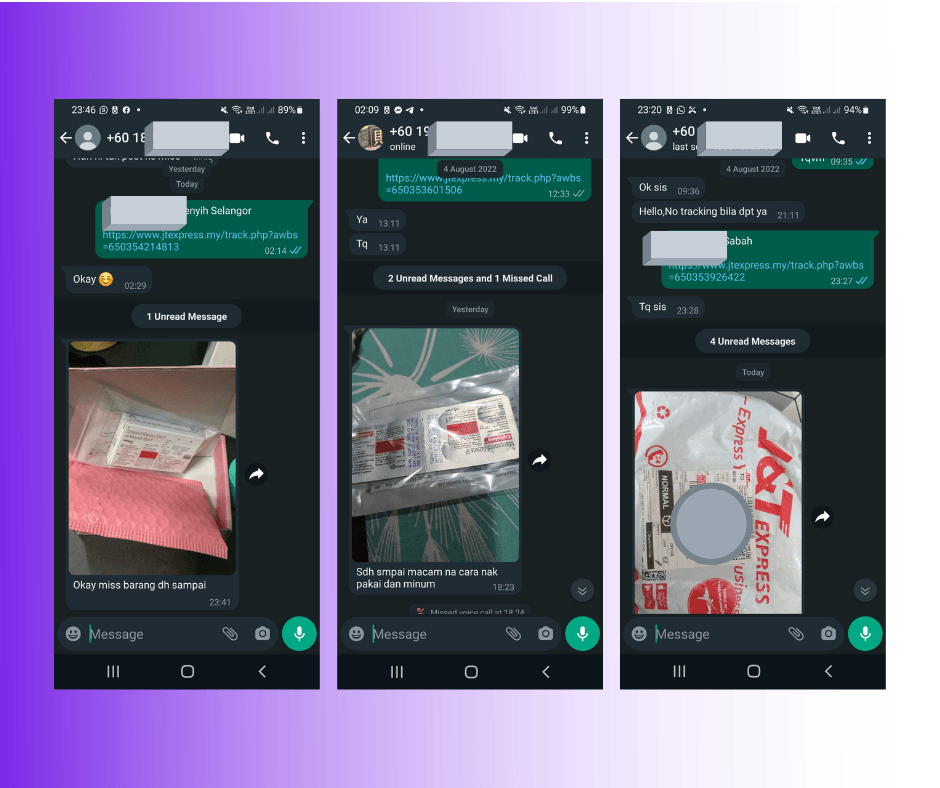 screenshot of whatsapp conversation regarding cytolog 200mcg