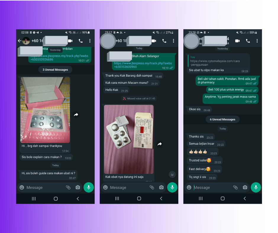 screenshot of whatsapp conversation regarding mtp kit