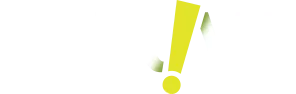 A yellow exclamation point is floating in the air on a white background.