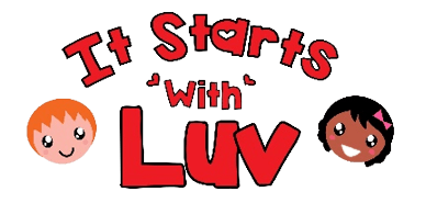 A logo that says it starts with luv
