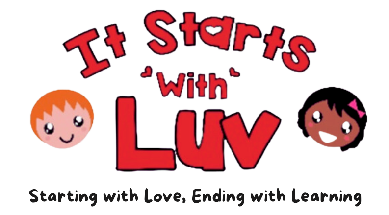 A logo for it starts with luv starting with love ending with learning