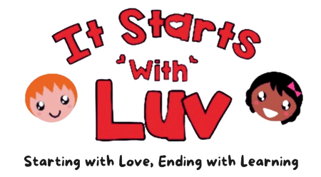 A logo for it starts with luv starting with love ending with learning