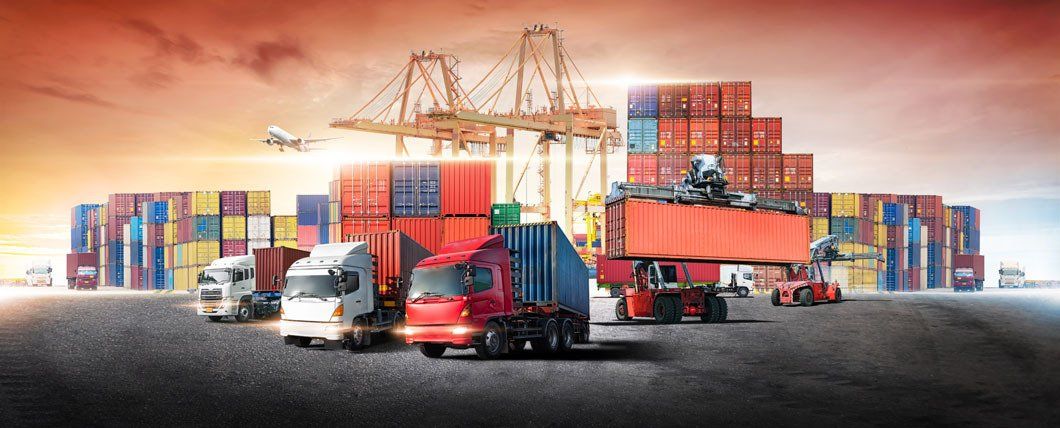 System transport and logistics of truk container cargo ship and cargo plane.