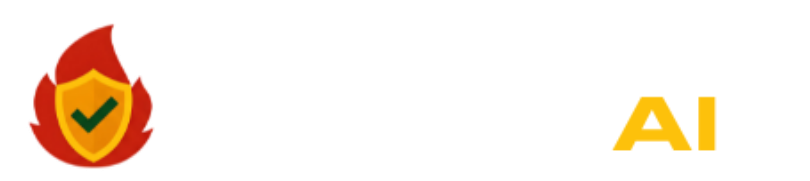 Shield with a green checkmark in front of a red flame, within a rounded-square frame.