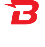 A red letter b with a lightning bolt on it