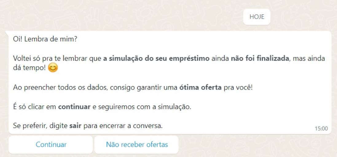 Uma mensagem de texto no WhatsApp de uma IA de Vendas.