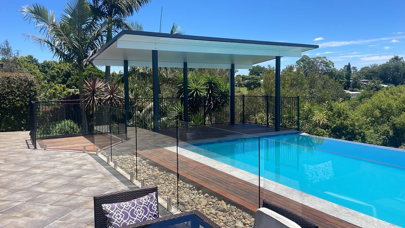 Patio with Furniture Beside a Pool — Custom Builder in Billinudgel, NSW