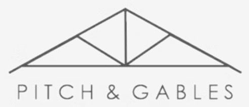 Logo with a roof truss icon and text 