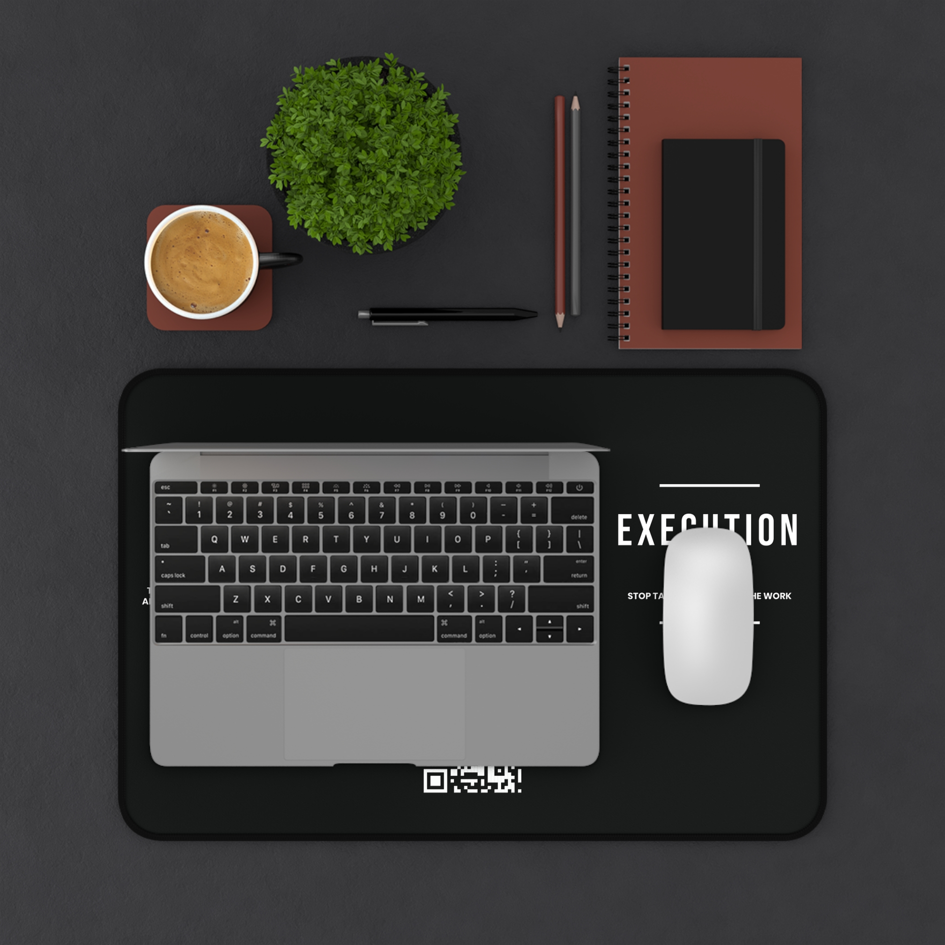 Grind+Hustle+Execution Mouse Pad With A Updatable QR Code