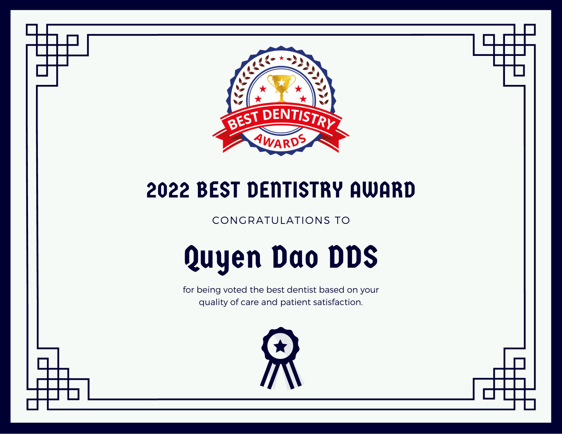 best Dentistry award