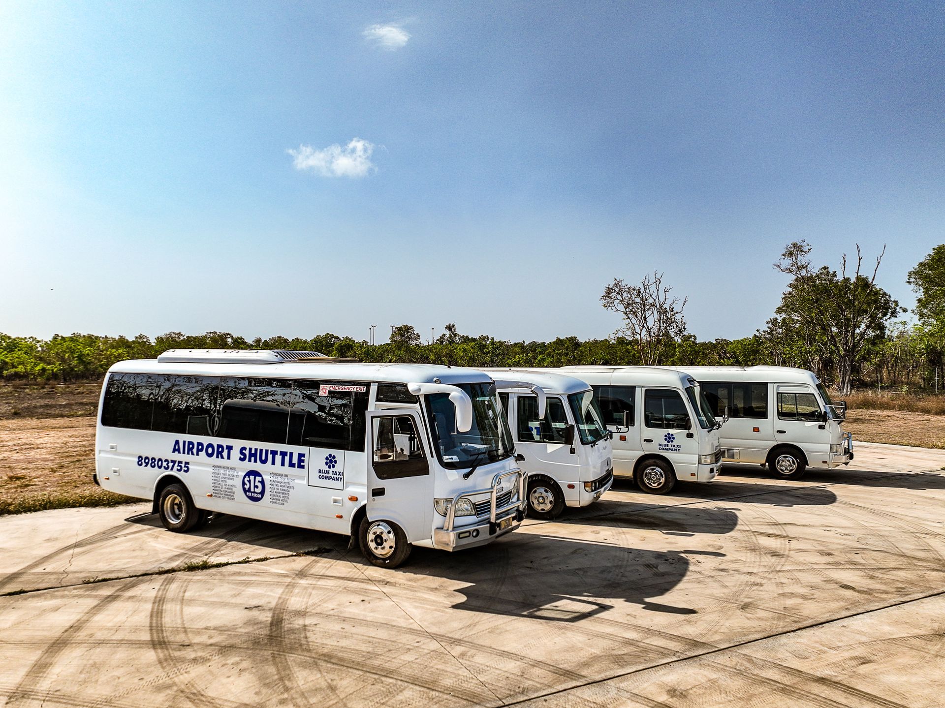 Charter buses parked Charter Transport in Darwin, NT