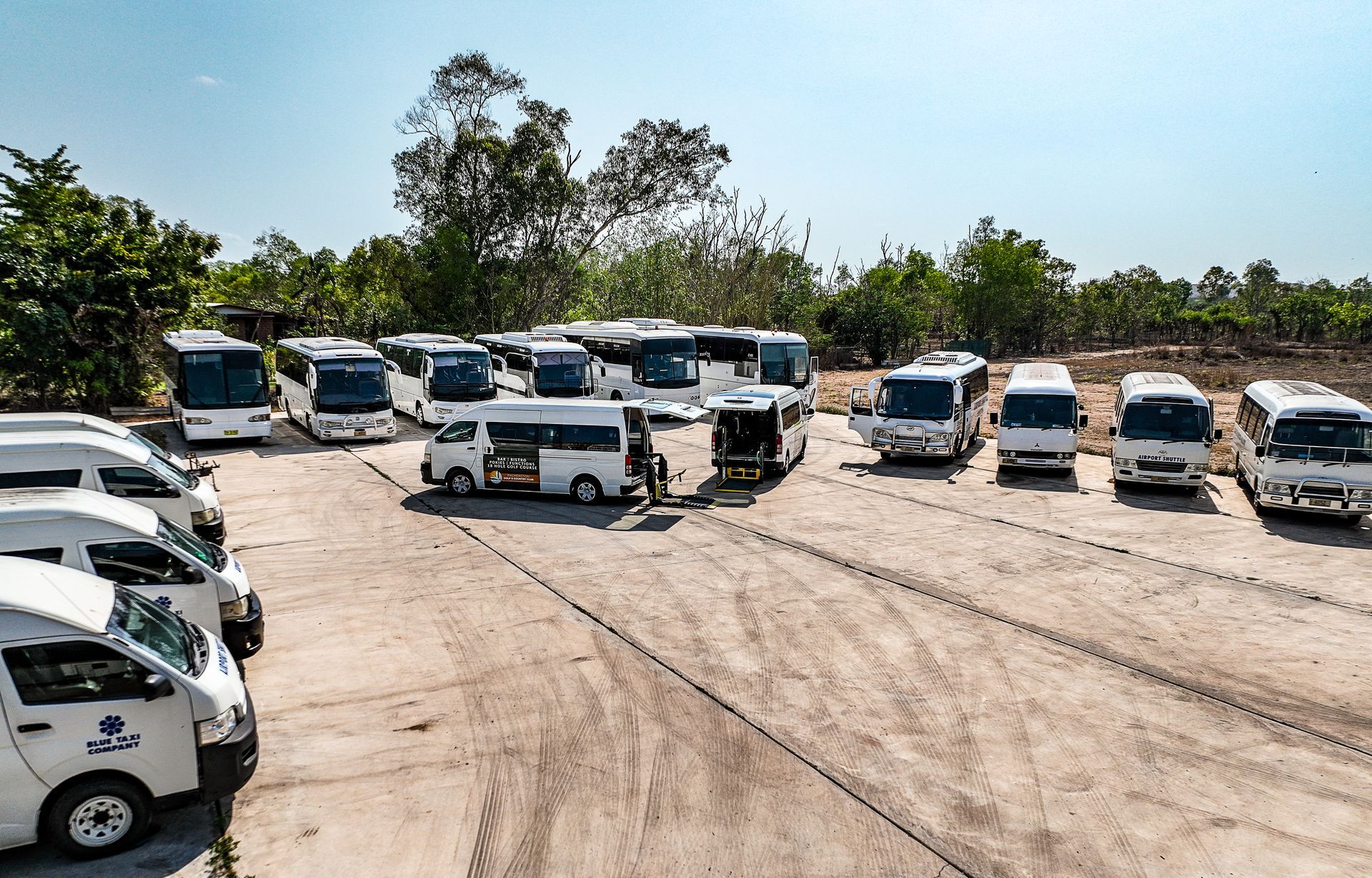 Tour Bus In Front Of Hotel - Charter Transport in Darwin, NT
