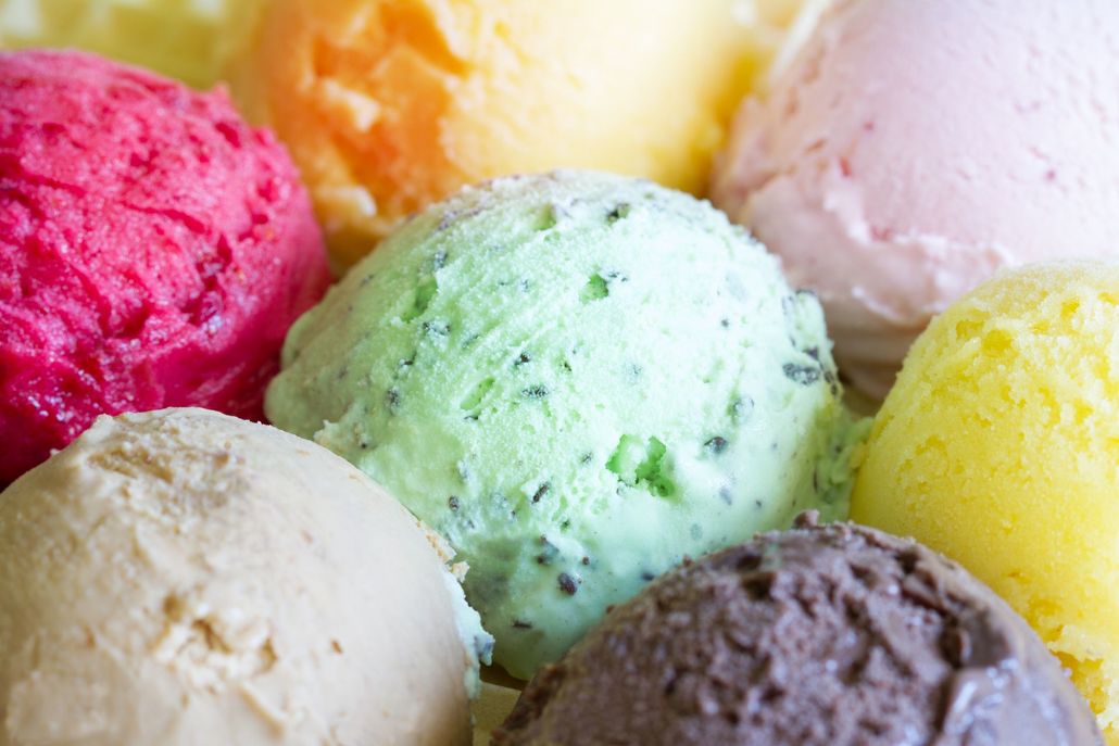 There are many different flavors of ice cream in this picture.