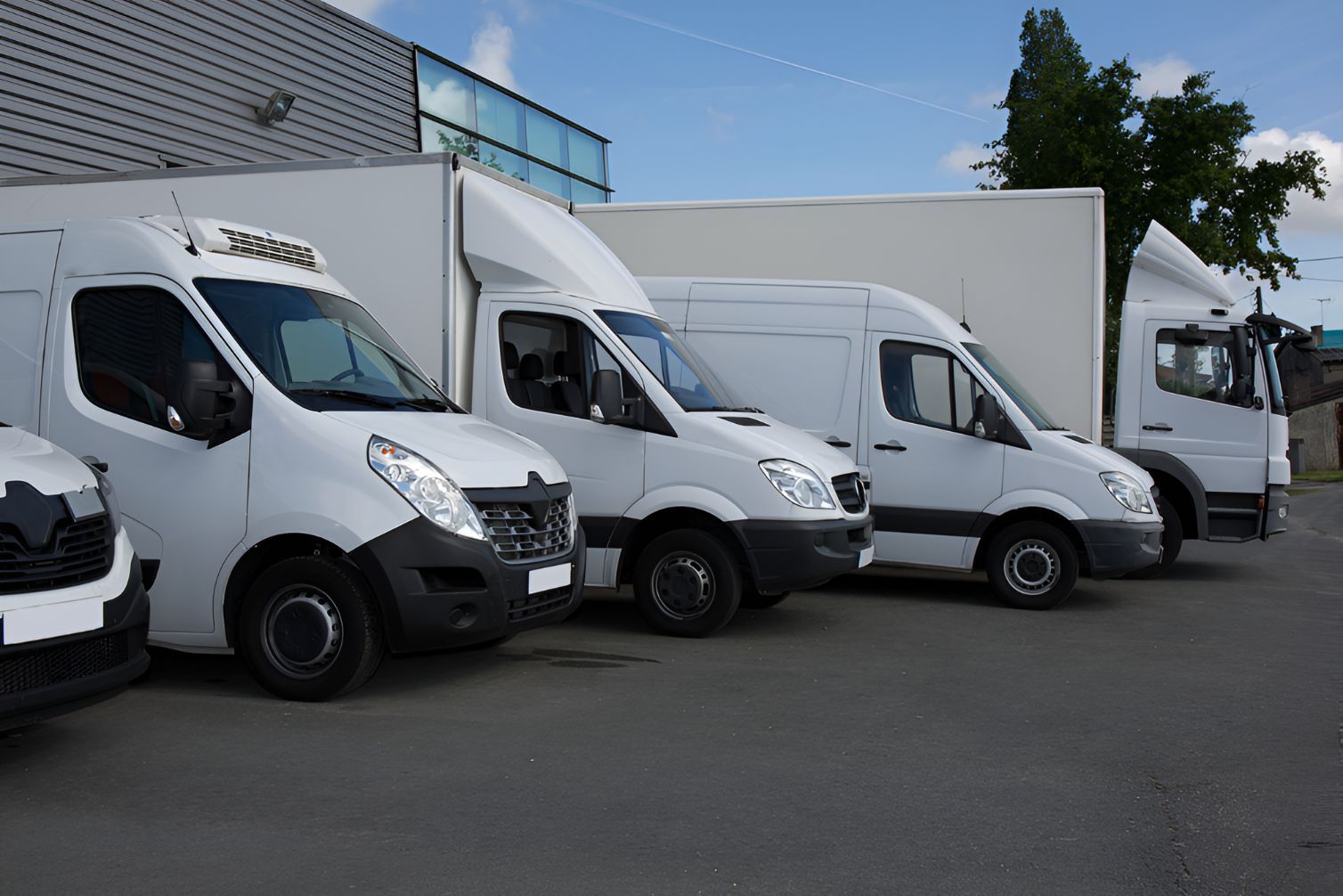 A Row of White Vans Parked Next to Each Other in a Parking Lot — Inline Truck and Plant in Tuggerah, NSW