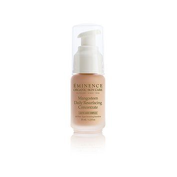 A bottle of eminence daily resurfacing concentrate on a white background.