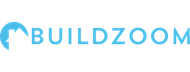 BuildZoom logo in light blue with a house roof icon and bold text on a white background