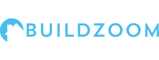 BuildZoom logo in light blue with a house roof icon and bold text on a white background