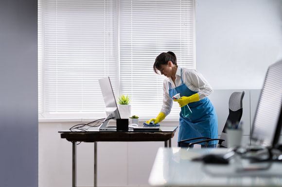 Woman Cleaning the Office