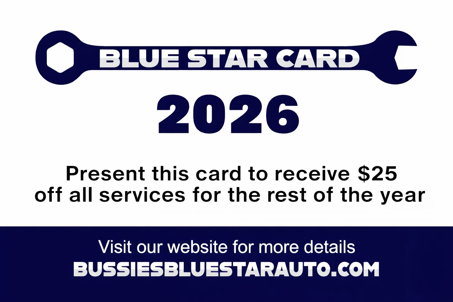 Blue Star Card | Bussies Blue Star Automotive
