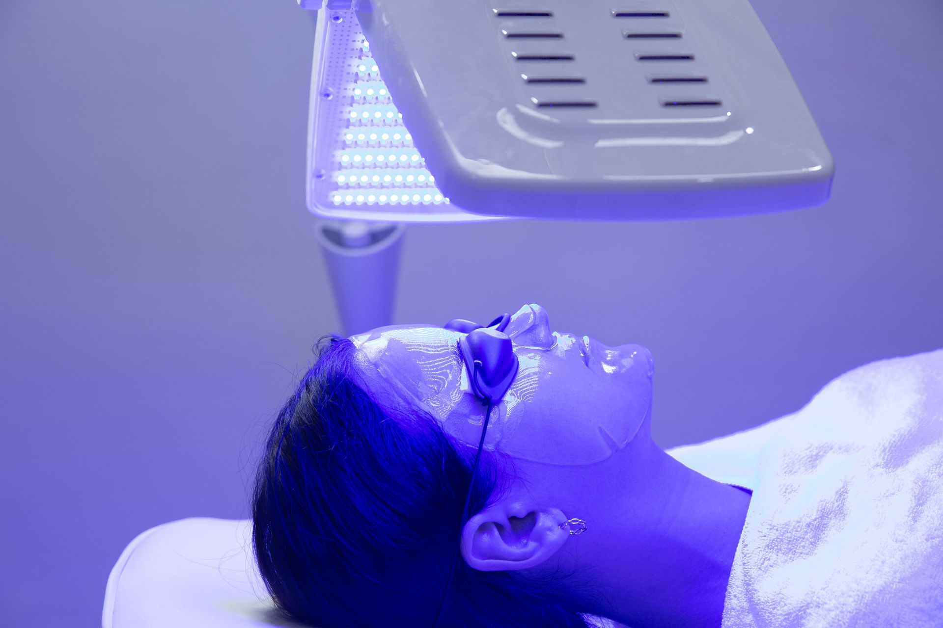 Young Woman Having Blue LED Light Facial Therapy Treatment – Terrigal, NSW - Anjule Beauty Therapy